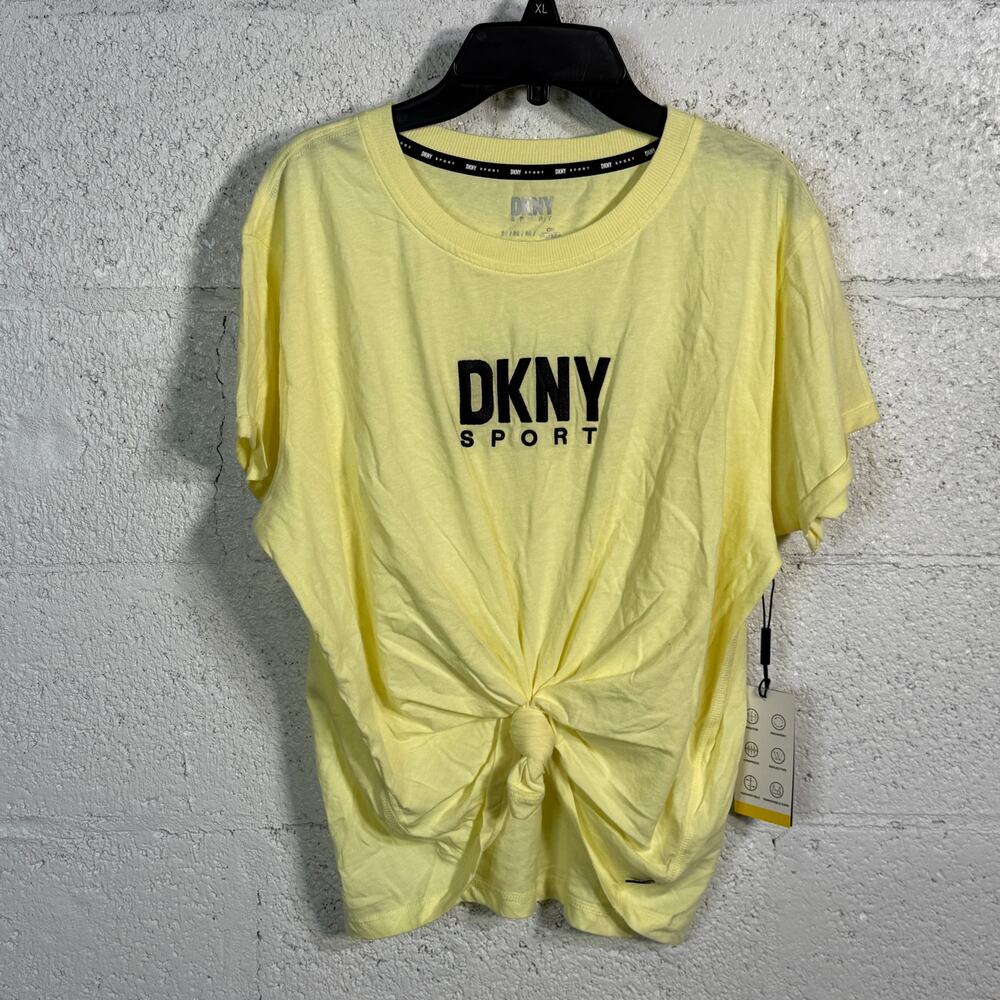 DKNY Sport Women's Cotton Embroidered Logo Tee,  yellow medium